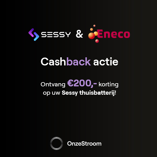 Blog artikel Ontvang €200 cashback op de Sessy thuisbatterij - exclusief voor Eneco-klanten Blog artikel